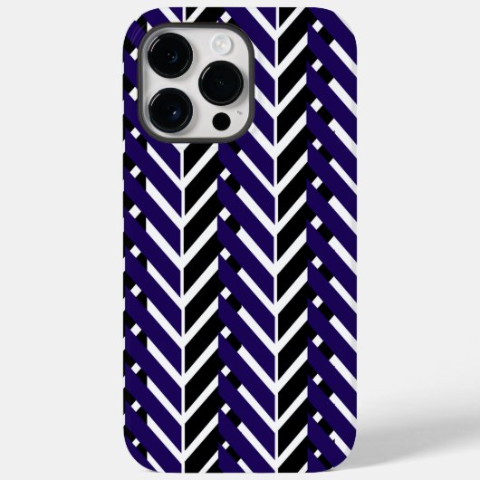 Blauw Witte Moderne Chevron Patroon Case-Mate iPhone Case (Achterkant)