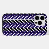 Blauw Witte Moderne Chevron Patroon iPhone Hoesje (Achterkant horizontaal)