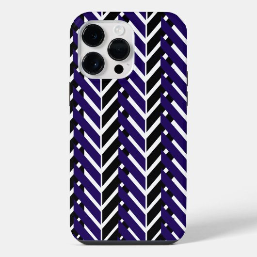 Blauw Witte Moderne Chevron Patroon iPhone Hoesje (Achterkant)