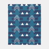 Blauw Witte Moderne Geometrische Fleece Deken (Voorkant)