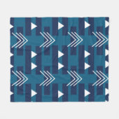 Blauw Witte Moderne Geometrische Fleece Deken (Voorkant (Horizontaal))