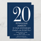 Blauw Witte Moderne Jubileum Uitnodigingen (Voorkant / Achterkant)