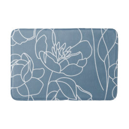 Blauw Witte Moderne Wilde Bloem Badmat
