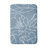 Blauw Witte Moderne Wilde Bloem Badmat (Voorkant Verticaal)