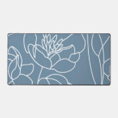Blauw Witte Moderne Wilde Bloem Bureaumat (Voorkant)