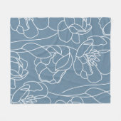 Blauw Witte Moderne Wilde Bloem Fleece Deken (Voorkant (Horizontaal))