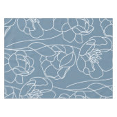 Blauw Witte Moderne Wilde Bloem Tafelkleed (Voorkant (Horizontaal))