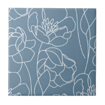 Blauw Witte Moderne Wilde Bloem