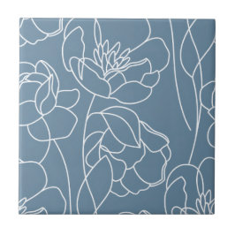 Blauw Witte Moderne Wilde Bloem Tegeltje