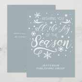 Blauw-witte, moderne zakelijke feestdag feestdagenkaart (Voorkant / Achterkant)