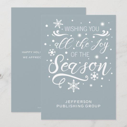 Blauw-witte, moderne zakelijke feestdag feestdagenkaart (Voorkant / Achterkant)