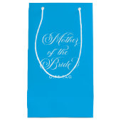 Blauw Witte Moeder Van De Bruid Script Typografie Klein Cadeauzakje (Voorkant)