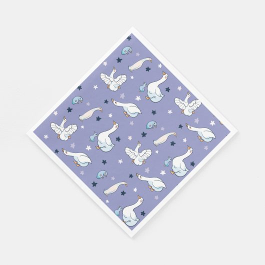 Blauw-witte moedergans en Baby-ganzenpatroon Servet (Hoek)