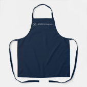 Blauw Witte Monogram Aangepaste Naam Cadeau Schort (Voorkant)