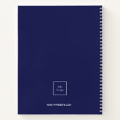 Blauw witte monogram initiaal bedrijfslogo notitieboek (Achterkant)
