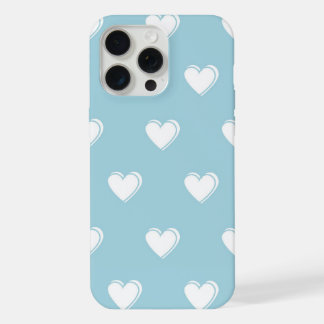 Blauw Witte Mooie Eenvoudige Hartpatroon iPhone 15 Pro Max Case