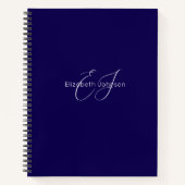 Blauw-witte naam Monogram Classic Minimalist Notitieboek (Voorkant)