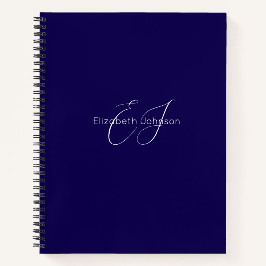 Blauw-witte naam Monogram Classic Minimalist Notitieboek (Voorkant)