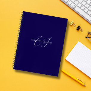 Blauw-witte naam Monogram Classic Minimalist Notitieboek