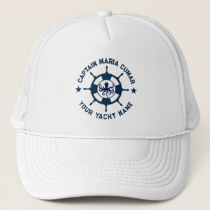 Blauw Witte Nautilus Scheepsstuurwiel Vintage Octo Trucker Pet
