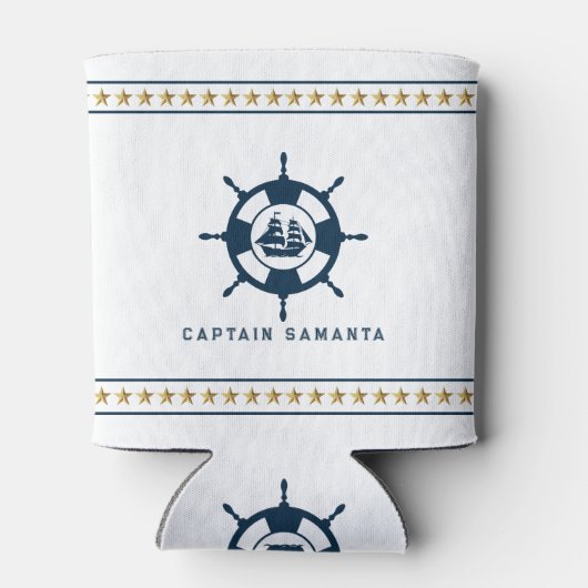 Blauw & Witte nautische boot terwijl de gouden ste Blikjeskoeler (Achterkant)