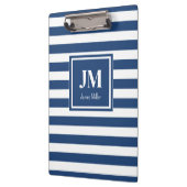 Blauw-witte nautische streepmonogram klembord (Links)