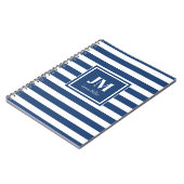Blauw-witte nautische streepmonogram notitieboek (Linkerzijde)