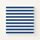 Blauw-witte nautische strepen Monogram Notitieboek (Achterkant)