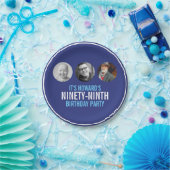 Blauw-witte negenennegentigste verjaardagsfeest papieren bordje (Feest)