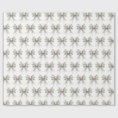Blauw Witte Nordic Crème Bogen Kerstmis Cadeaupapier (Vlak)