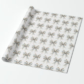 Blauw Witte Nordic Crème Bogen Kerstmis Cadeaupapier (Uitgerold)