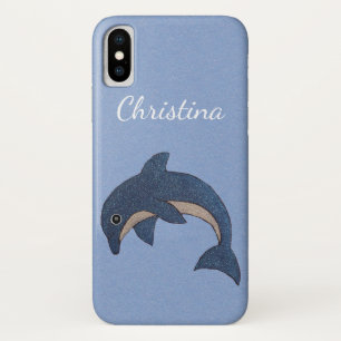  blauw-witte-oceaandolfijnen pomppositie iPhone x hoesje