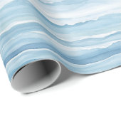 Blauw Witte Oceaangolven Bruiloft Cadeaupapier (Rol Hoek)