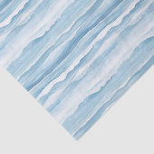 Blauw Witte Oceaangolven Bruiloft Tissuepapier (Detail)