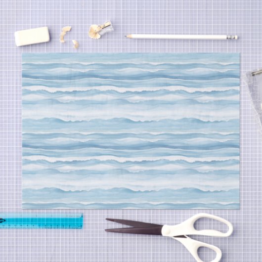 Blauw Witte Oceaangolven Bruiloft Tissuepapier (Craft)