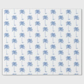 Blauw-Witte Palm Palmetto Boom Cadeaupapier (Vlak)
