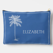Blauw-witte Palm Palmetto Tree Gepersonaliseerd Etui (Achterkant)