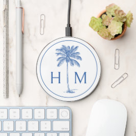 Blauw-witte palmboom Monogram