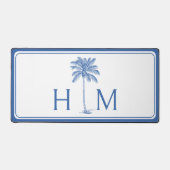 Blauw-witte palmboom Monogram Bureaumat (Voorkant)