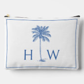 Blauw-witte palmboom Monogram Etui (Voorkant)