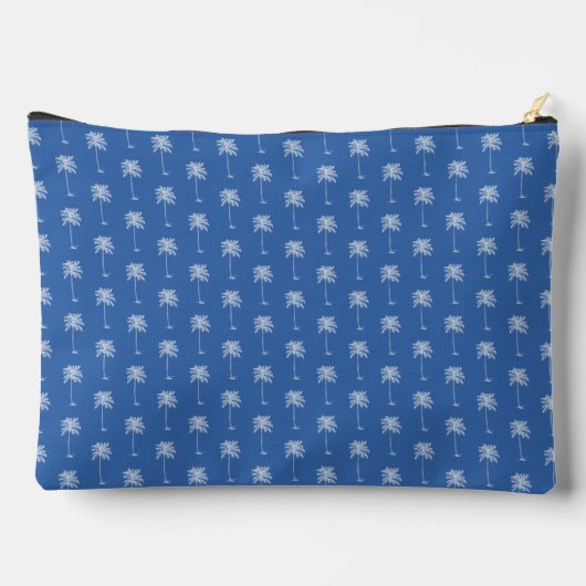 Blauw-witte palmboom Monogram Etui (Achterkant)
