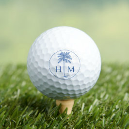 Blauw-witte palmboom Monogram Golfballen