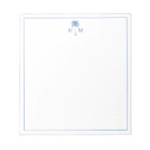 Blauw-witte palmboom Monogram Notitieblok (Voorkant)