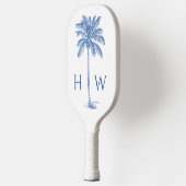 Blauw-witte palmboom Monogram Pickleball Paddle (Links)