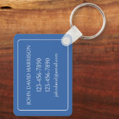 Blauw-witte palmboom Monogram Sleutelhanger (Achterkant)