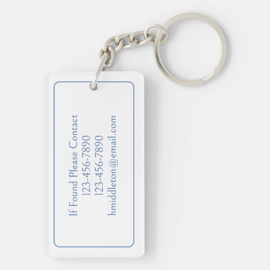 Blauw-witte palmboom Monogram Sleutelhanger (achterkant)