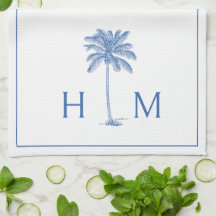 Blauw-witte palmboom Monogram