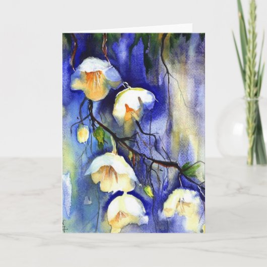 Blauw-witte paraplu's uit de hemel kaart (Voorkant)