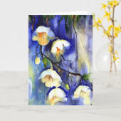 Blauw-witte paraplu's uit de hemel kaart (Gele Bloem)