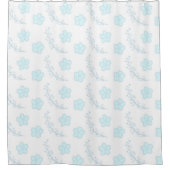 Blauw Witte Pastel Bloemmotief Wilde Bloem Douchegordijn (Voorkant)